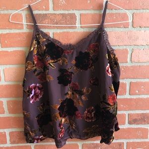 Boho Floral Camisole with Velvet Accents Women’s